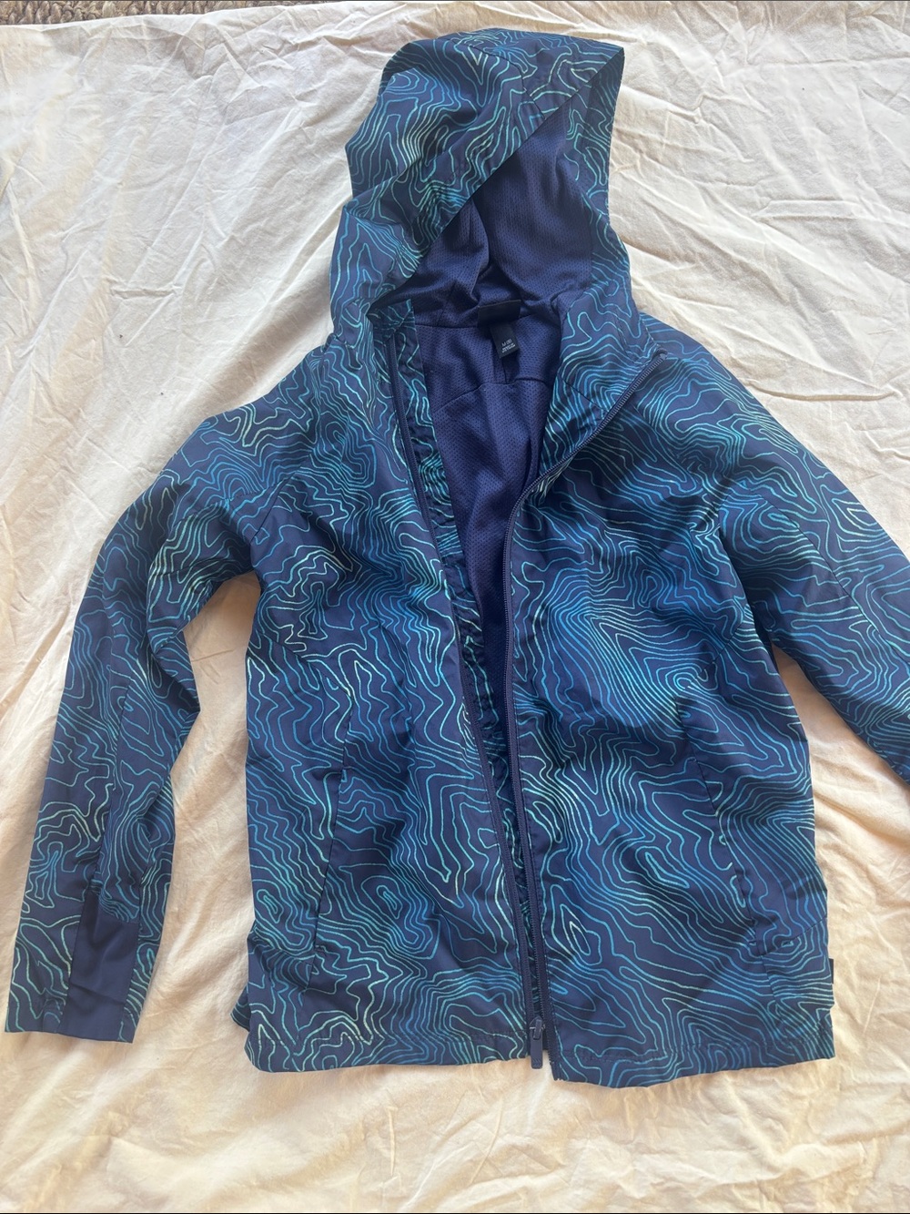 all in motion Navy Hooded Jacket with Teal Contour Print M (8)